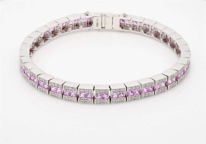 Diamond and Pink Sapphire Bracelet