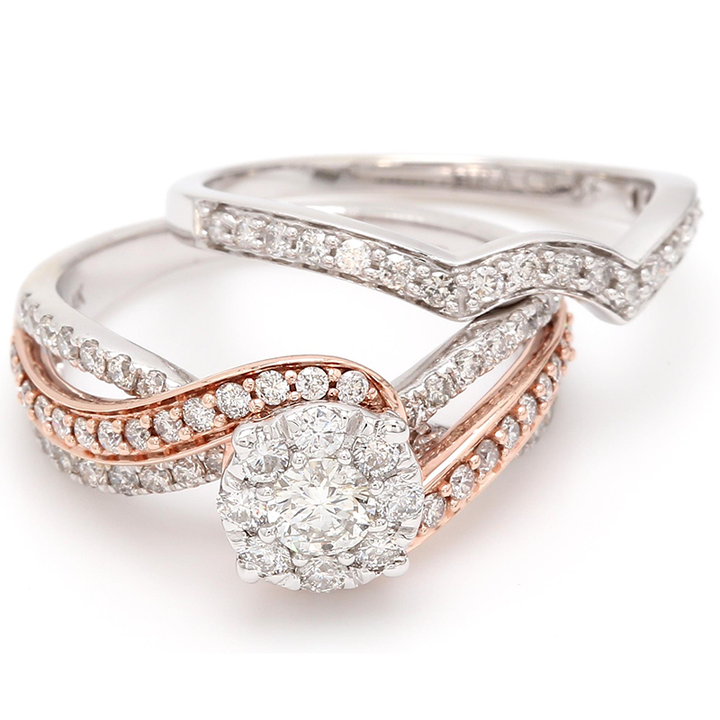 White & Rose Gold Canadian Diamond Bridal Set